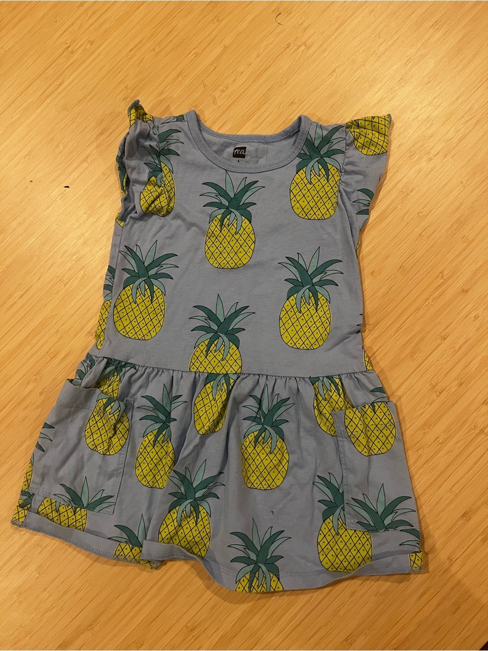 Blue Pineapple Print Girls Dress